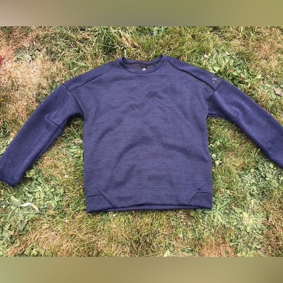 NWOT ADIDAS MEN’S CLIMALITE Z.N.E. CREWNECK SWEATSHIRT SIZE LARGE NAVY/BLACK - Picture 1 of 6